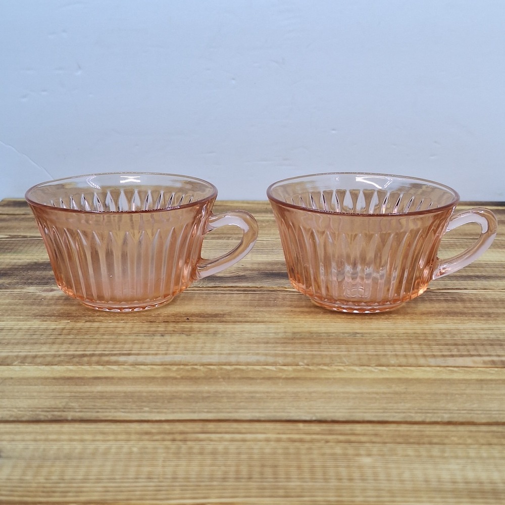 2 Vintage‎ Anchor Hocking Queen Mary Ribbed Pink Depression Glass Cups 3 3/4" - Picture 4 of 10